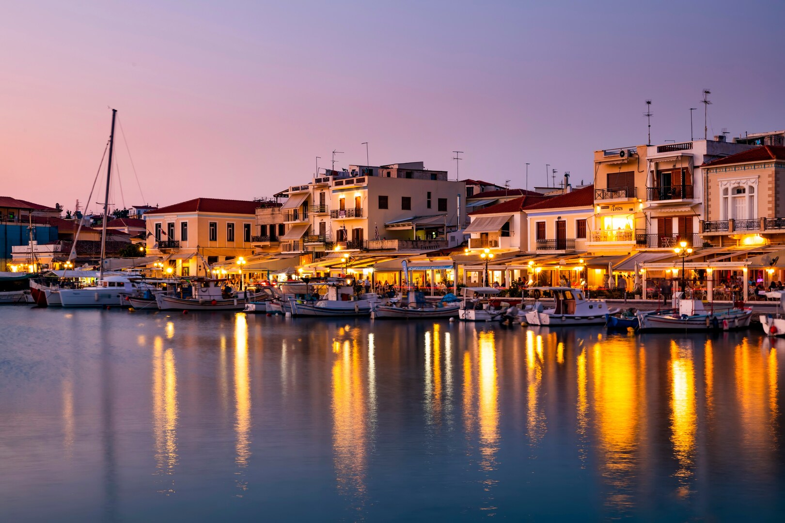 The embankment on Aegina, one of the best quiet Greek islands.