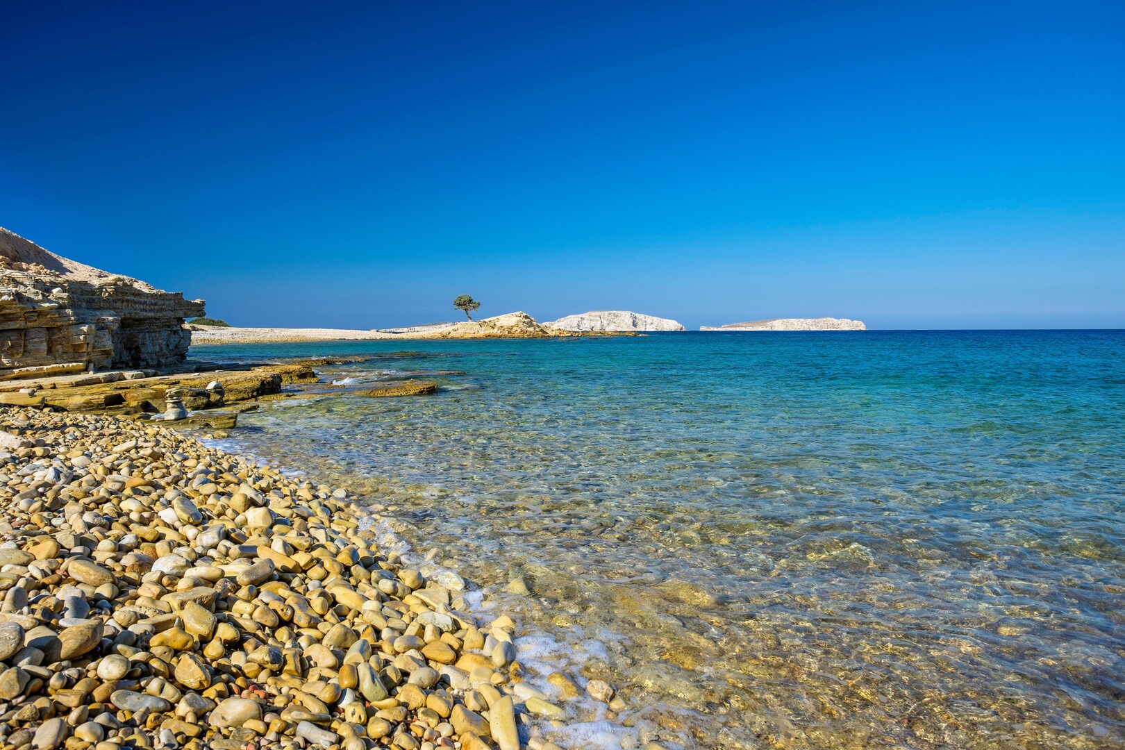 Beach on Lipsi, one of the best quiet Greek islands.